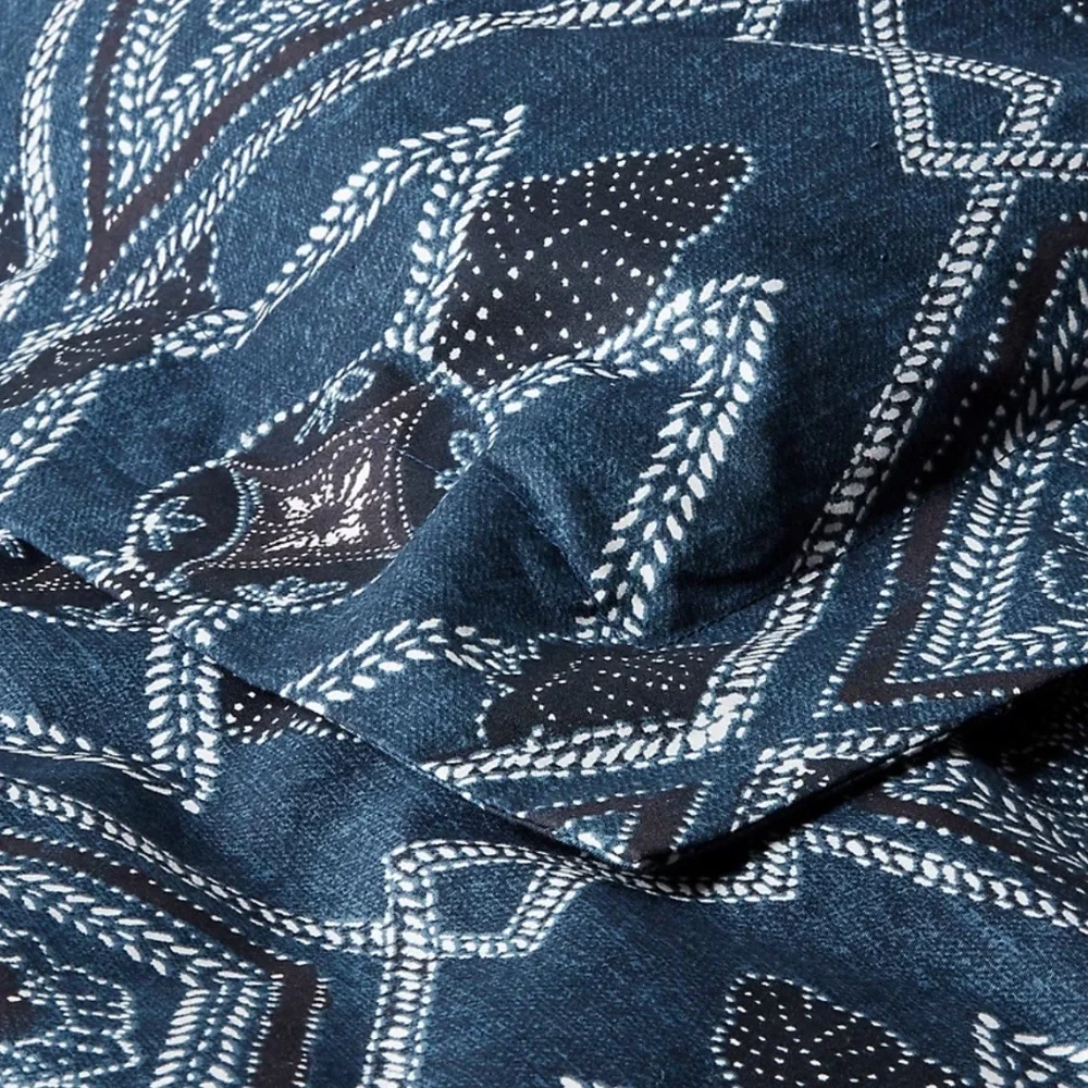 Ralph Lauren Francois Duvet Cover KING Blue Geometric Pattern